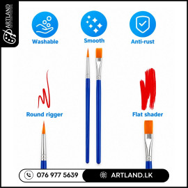 Pointed Round & Flat Paint Brushes 2Pcs Set