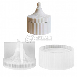 Striped Candle Jar Silicone Mold with Lid Striped Candle Jar Silicone Mold with Lid