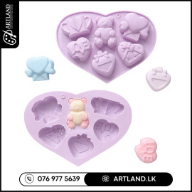 Bear, Gift Heart Silicone Mold 6-Cavity