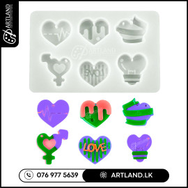 6 Cavity Heart Keychain & Pendant Mold