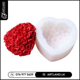 3D Rose Heart Silicone Candle Mold