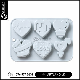 6-Cavity Heart Silicone Mold for Gypsum, Soap & Candles