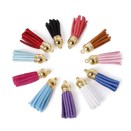 10Pcs Velvet Leather Tassels with Gold or Silver Cap 10Pcs Velvet Leather Tassels with Gold or Silver Cap