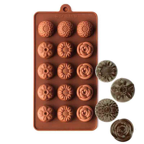 Flower Assortment Silicone Chocolate, Soap Mold