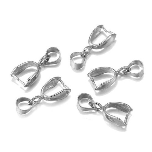 Rhodium Pinch Bails for Pendant (5Pcs)