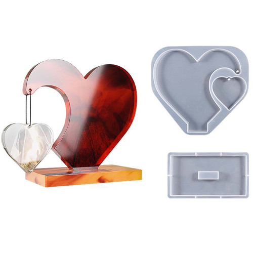 Heart Photo Frame Silicone Mold with Base