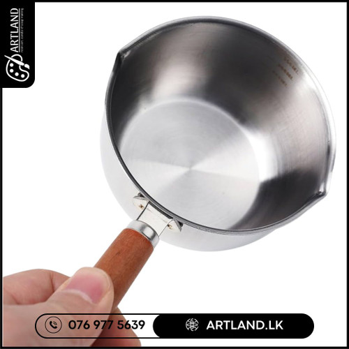 Small Stainless Steel Heating Pot with Wooden Handle