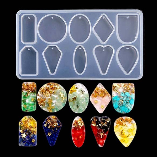 Pendant & Earring Silicone Mold 10 Patterns for Resin