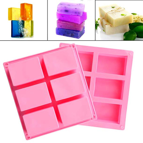 Silicone Soap Making Mold, Flexible Rectangular 6 Cavities