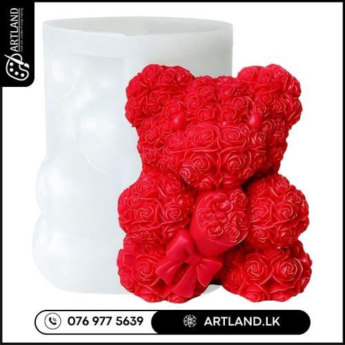 3D Rose Bear with bow Mold for Candles