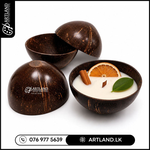 Polished Natural Coconut Shell Bowl for Candle Making & Crafts