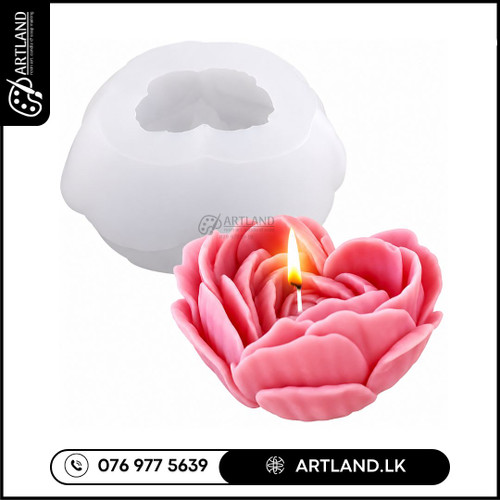 Heart Rose Floral Heart Candle Mold
