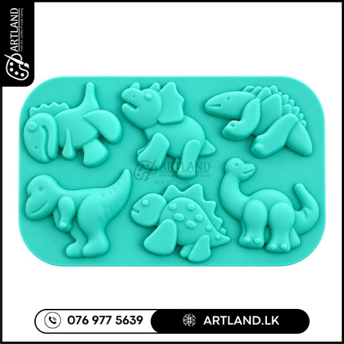 6-Cavity Dinosaur Silicone Mold for Gypsum, Soap & Crafts
