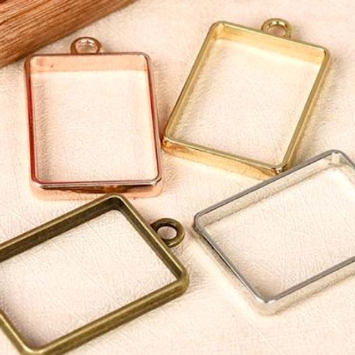 Rectangular Hollow Frame Open Back Bezel 1Pc
