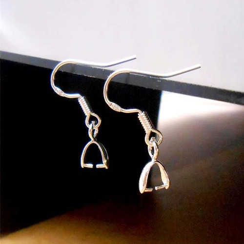 925 Sterling Silver French Hook with Pinch Bail 10Pcs