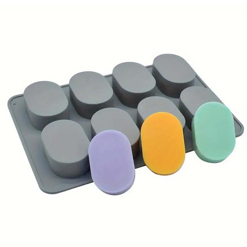 Silicone Soap Making Mold, Oval with 8 Cavities