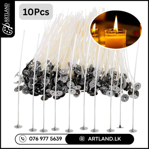 Pre-Waxed Cotton Candle Wicks with Metal Base (10PCS)