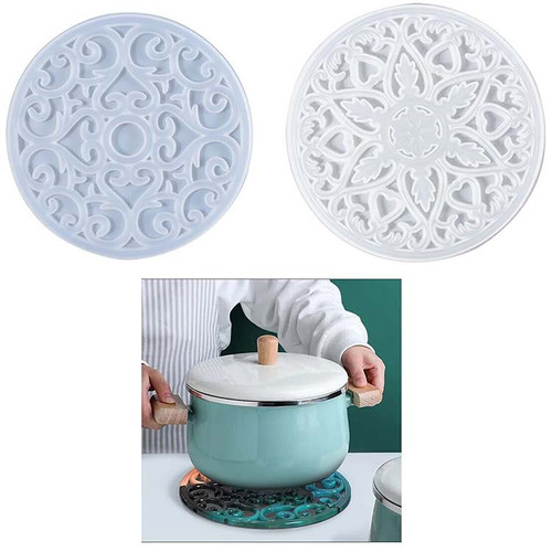 Mandala Pattern Round Coaster, Table Mat Resin Mold (Large)