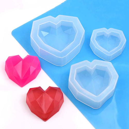 Faceted Heart Shaped Silicone Mold for Resin