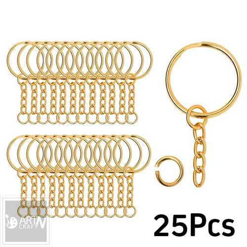 Gold Key Chain (Ring & Chain) Pack of 25Pcs