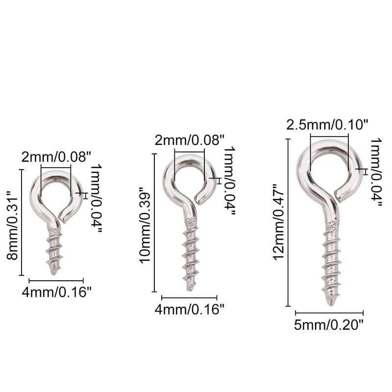 Screw Eye Pins in Sri Lanka, Metal Eyelet Screws 20Pcs Rhodium