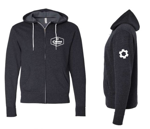 HOODIE, UNISEX FULL ZIP,  Charcoal Heather