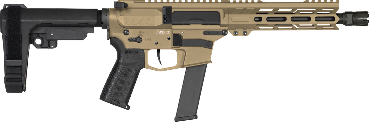 AR15 PISTOL | BANSHEE | MkGs | 40 S&W | 8" Barrel | PDW | Glock Magazine AR | Ejection Side | Coyote Tan