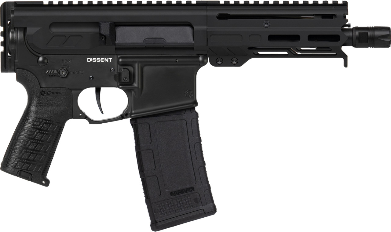 CMMG DISSENT 300 Blackout pistol with 6.5-inch barrel, bufferless compact action, folding brace compatible