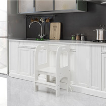 Kitchen Helper Step Stool for Kids and Toddlers, Children Standing Tower for Kitchen Counter, Wooden Toddler Two-Step Learning Stool