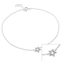 Sterling Silver CZ Star Anklet Bracelet