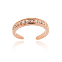 18K Rose Gold Over Sterling Silver Channel Set CZ Toe Ring