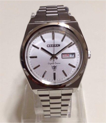 Citizen Crystal Seven New Old Stock Day Date White Mens Watch Auth Works