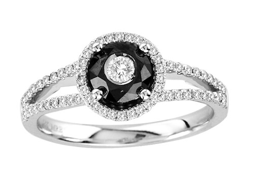 Tuxedo Ring with black and white diamonds .(.50ct)