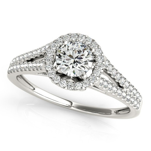 1/4 ct Round Diamond Split Shank Engagement Ring in 14KT White Gold(.50ctw)