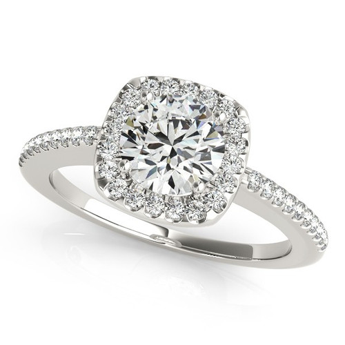 1/3 ct Round Diamond Square  Engagement Ring in 14k White Gold (.53ct t.w)