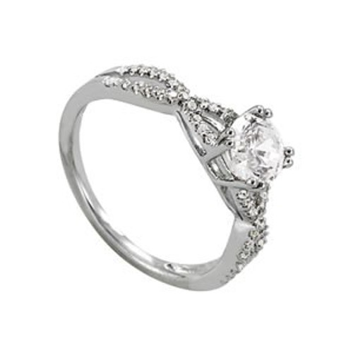 1/2 ct Round Diamond Fashion Engagement Ring in 14KT White Gold(.73ctw)
