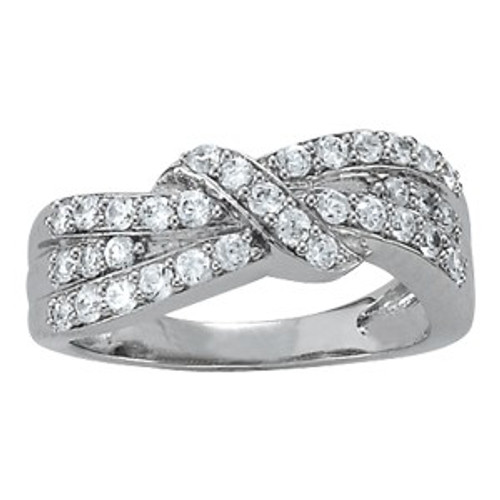 3 Row Knot Diamond Ring set in 14k White Gold (.52ct)