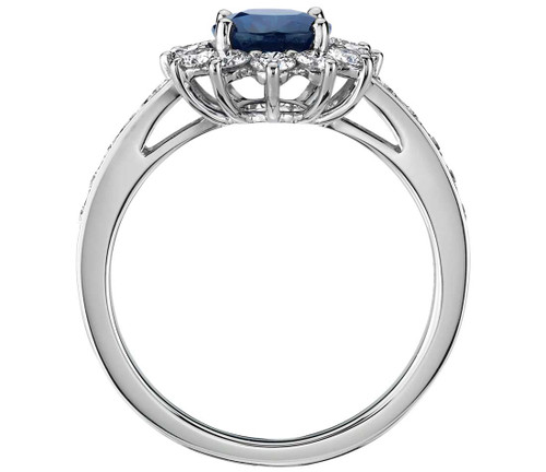 Oval Sapphire and Diamond Ring in 14k White Gold (1.55ct)