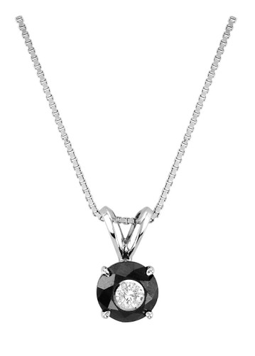 "Tuxedo Collection" 14k Gold black and white diamond pendant 1.00ct t.w