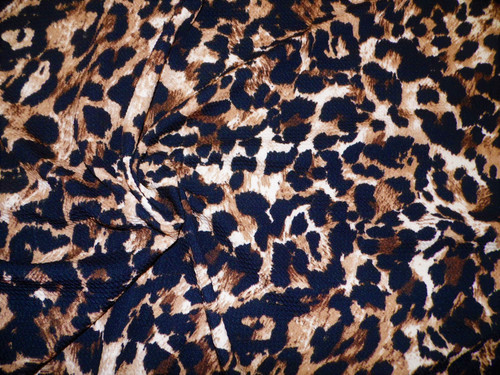 Bullet Printed Liverpool Textured Fabric 4 way Stretch Cheetah Animal Brown Black T22