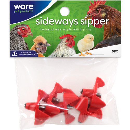 Ware Red Sideways Sipper Horizontal Water Nipples 5 Pack 791611150221