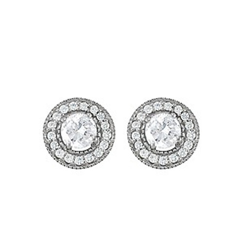 Diamond Halo Earring set in 14k White Gold (.76ct tw.)