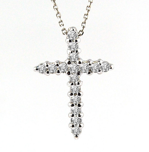 Diamond Cross Pendant set in 14k White Gold (.28ct)