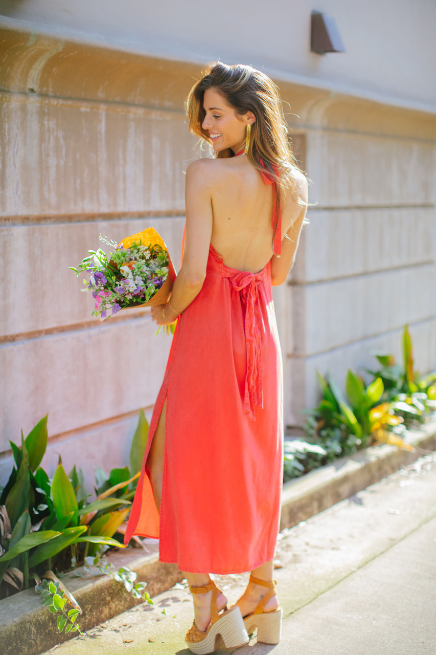 Smocked Waist Halter Midi Dress