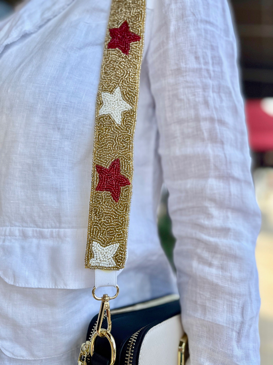 BAS001 Game Day Beaded Star Guitar Strap