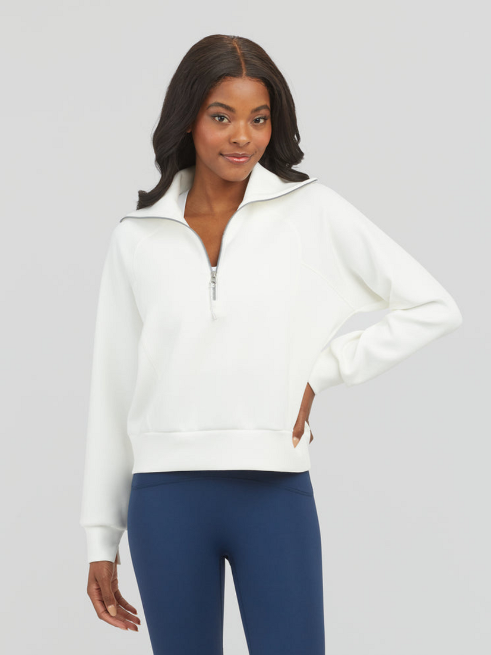 SPANX | AirEssentials Half Zip Sweatshirt in Maroon