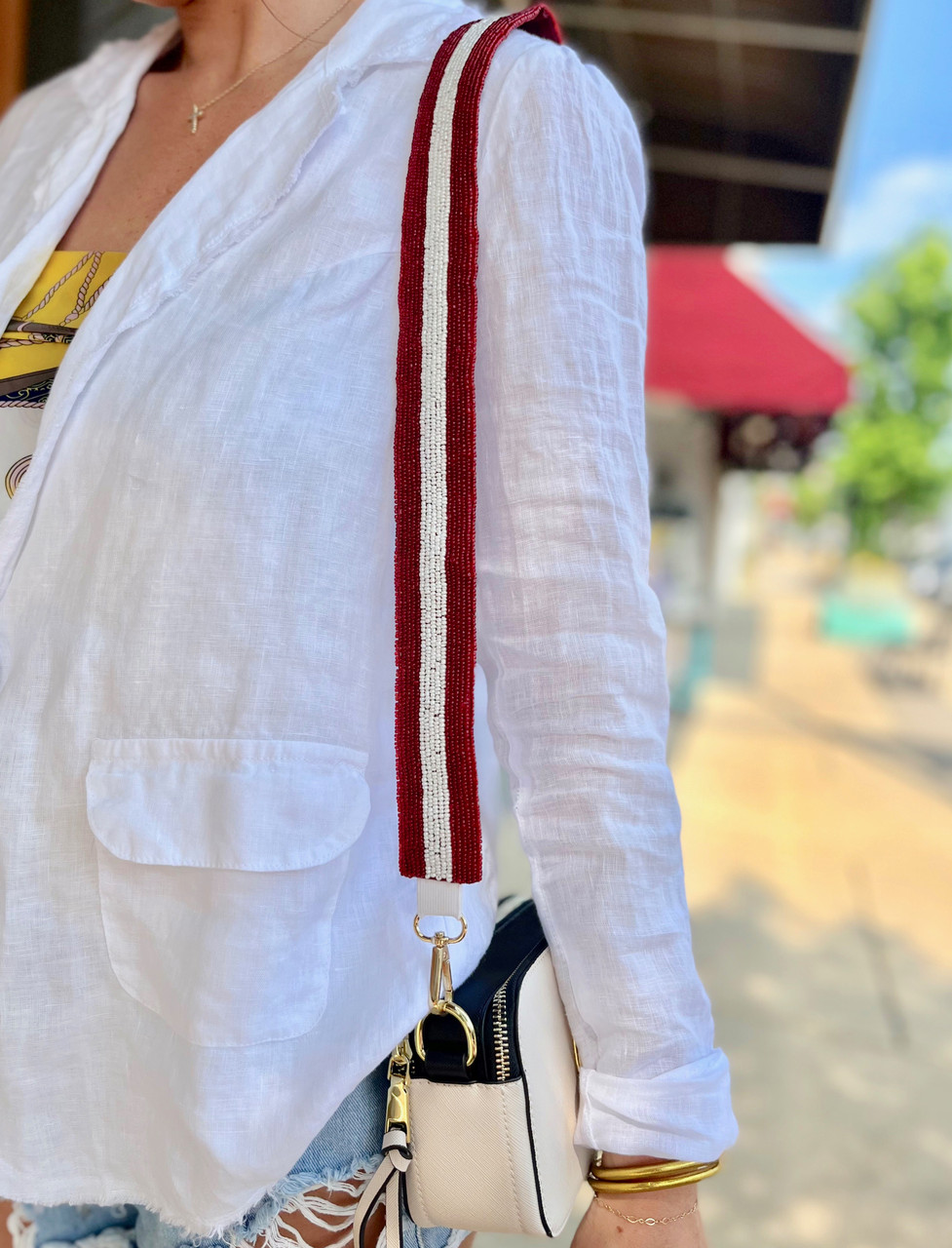 Black Stripe Beaded Purse