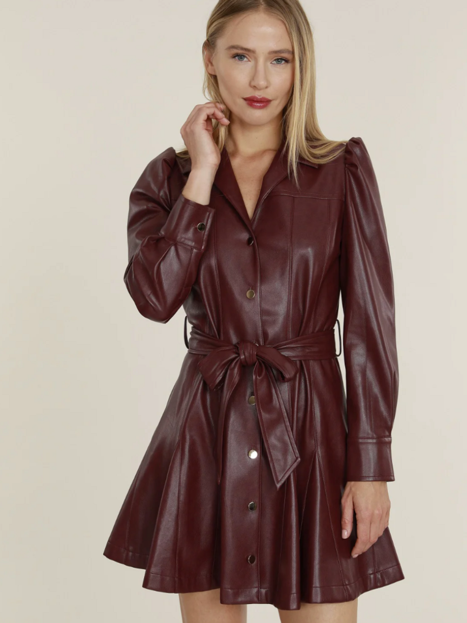 新品在庫あCache-coeur Leather Coat Dress【L’or】 ジャケット・アウター