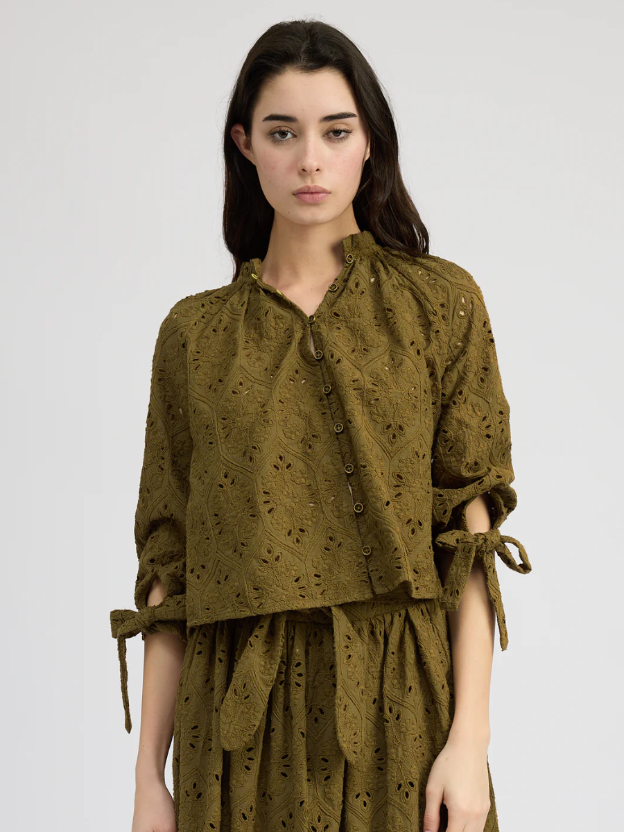 Lennox Faux Leather Cropped Blouse main image 1