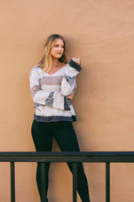 V-Neck Tie Dye Stripe Sweatshirt